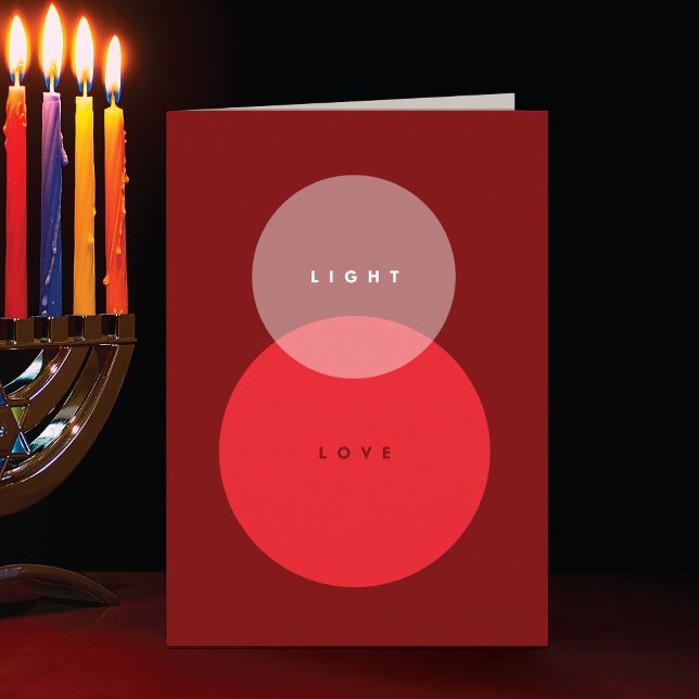 Modern Light & Love Röd Vikad Hanukkah-kort  Helgkort (Skapare uppladdad)