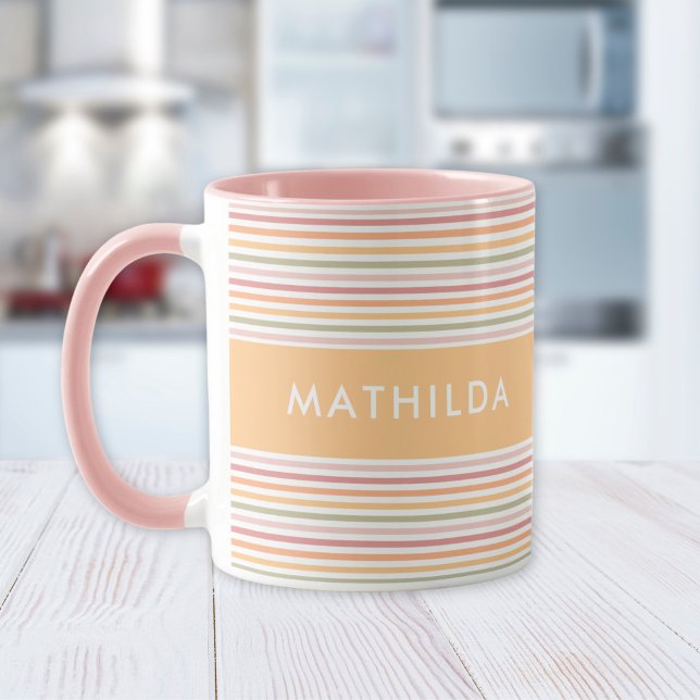 Modern light rand mugg (mug with stripes and name)