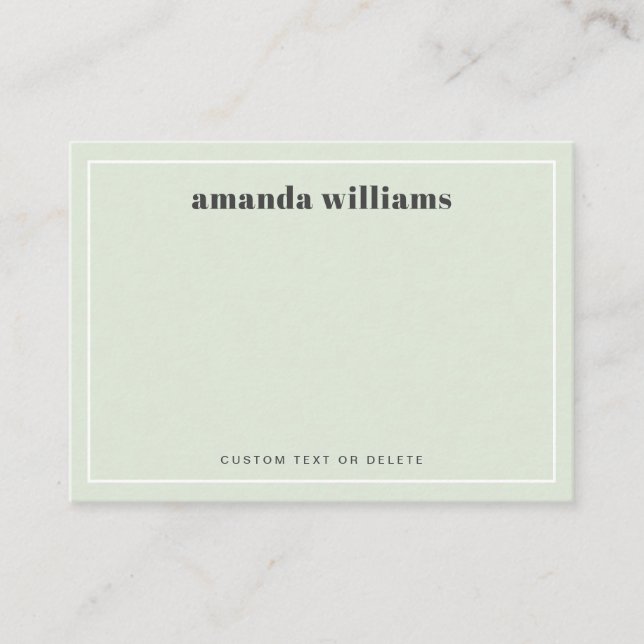 Modern light sage green name & text mini notecard visitkort (Framsida)