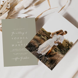 Modern Light Slate Grått Photo Wedding-inbjudan Inbjudningar