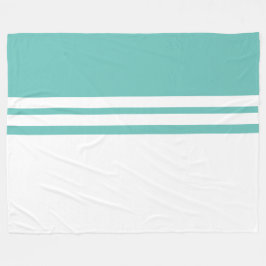 Modern Light Teal White Färg Block Tävla Rand Fleecefilt