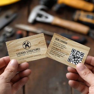 Modern Light Wood Construction QR-kodskontraktor Visitkort