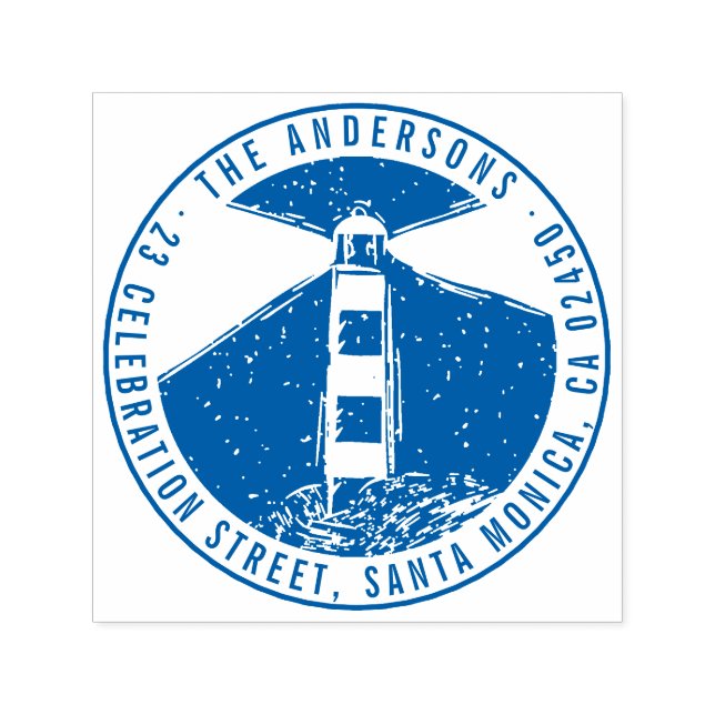 Modern Lighthouround Family Namn Returadress Självfärgande Stämpel (Design)