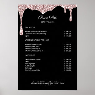 Modern Lightpink Black Glitter Preislyssning Poste Poster