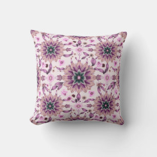 Modern Lila Aesthetic Blommönster Kudde