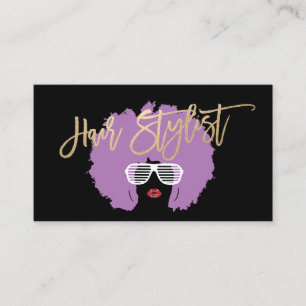 Modern Lila Afro Hair Beauty Mode Stylist Visitkort