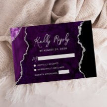 Modern lila agat silvermanus skrift bröllops-RSVP