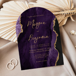 Modern Lila Agate Chic  Arch Shape Bröllop Inbjudningar