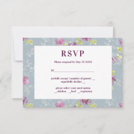 Modern lila akvarellblomma RSVP Sage-kort  OSA Kort