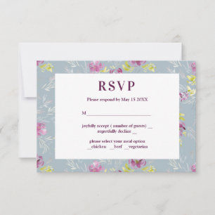 Modern lila akvarellblomma RSVP Sage-kort OSA Kort