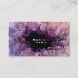 Modern lila ametyst gemstensjorda mineral visitkort