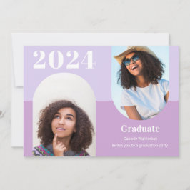 Modern Lila Arch Photo Studenten Inbjudningar
