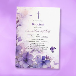 Modern Lila Baptism-inbjudan Inbjudningar
