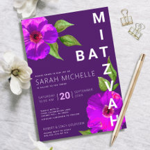 Modern Lila Bat mitzvah Rosa Blommigt Vattenfärg