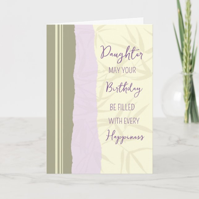 Modern Lila Beige Dotter Birthday Kort (Framsida)
