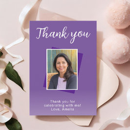 Modern Lila Birthday Photo Tack Kort