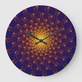 Modern Lila/blå Sol Fractal Stor Klocka