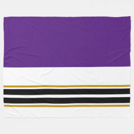 Modern Lila Black Kant Tävla Rand on White Fleecefilt