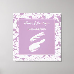 Modern Lila Blommigt Beauty Boutique-tecken Canvastryck