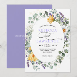 Modern lila blommigt bröllopsinbjudan inbjudningar