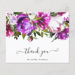 Modern Lila Blommigt Budget Bröllop - tackkort