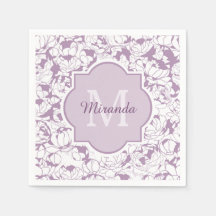 Modern Lila Blommigt Girly Monogram med Namn