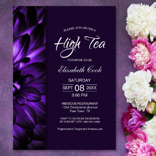 Modern Lila Blommigt High Tea Möhippa Inbjudningar