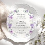 Modern Lila Blommigt Lilac Bröllop Round Flat Menu Meny<br><div class="desc">Gå in i en tidlös elegans med vårt roliga boho vår/sommarträdgårdsällsrundade menykort, med en fantastisk vattenfärgsutandning i blommigten vid mjuk lila, lilac och lavender. Personlig med briden och triomens monogram på baksidan ger det här snyggt utformade menykortet en aning sofistikerad till din mottagning. Perfekt för romantiskt utomhusbruk bröllop, det är...</div>