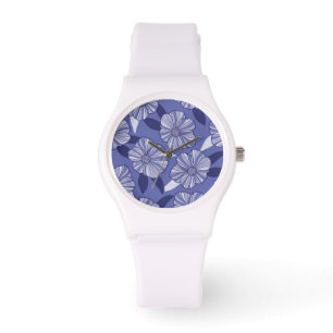 Modern Lila Blommigt Löv mönster Armbandsur