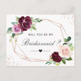 Modern Lila Blommigt må vara min Bridesmaid Frieri Inbjudan Vykort