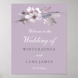 Modern Lila Blommigt Watercolor Bröllop Poster