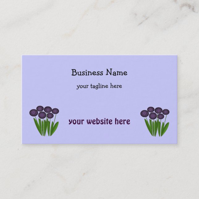 Modern Lila blommor Visitkort (Framsida)