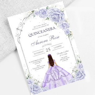 Modern lila blomsterlig Quinceanera-inbjudan Inbjudningar