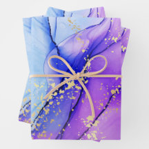 Modern Lila Blue Marble Galactic Glow