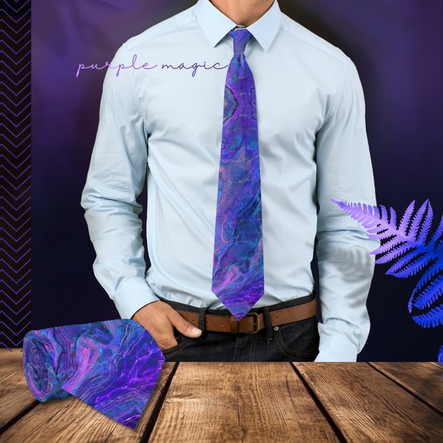 Modern Lila Blue Ombre Liquid Art Neck Tie Slips (Modern Purple Blue Liquid Art Neck Tie)