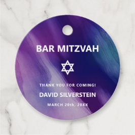 Modern Lila Blue Star David Pub Mitzvah Hebrew Gåvor Etiketter