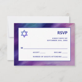 Modern Lila Blue Star David Pub Mitzvah Hebrew OSA Kort
