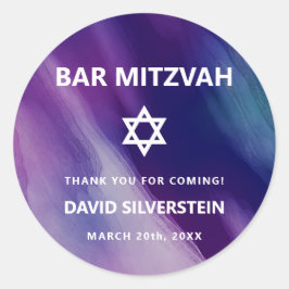 Modern Lila Blue Star David Pub Mitzvah Hebrew Runt Klistermärke