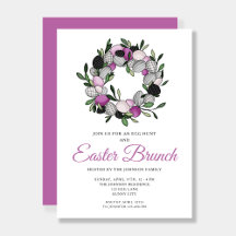Modern lila botanisk krans påskbrunch