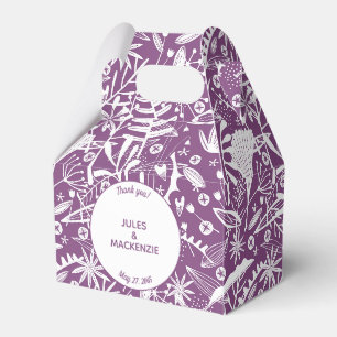 Modern Lila Botaniska Bröllop Presentaskar
