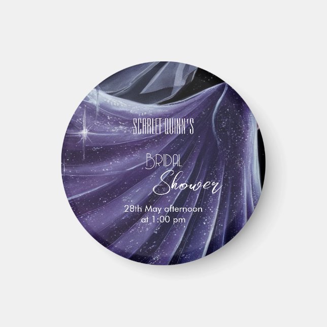 Modern lila bröllop Gwn möhippa#2 Magnet (Framsidan)