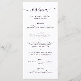 Modern Lila Bröllop Menu Meny
