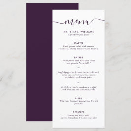 Modern Lila Bröllop Menu Meny