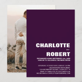 Modern Lila Bröllopsmottagning Inbjudningar