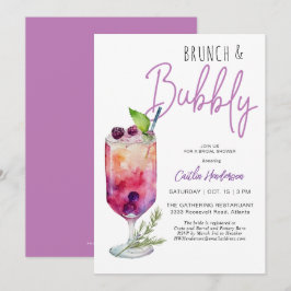 Modern Lila Brunch och Bubly Möhippa Inbjudningar