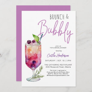 Modern Lila Brunch och Bubly Möhippa Inbjudningar