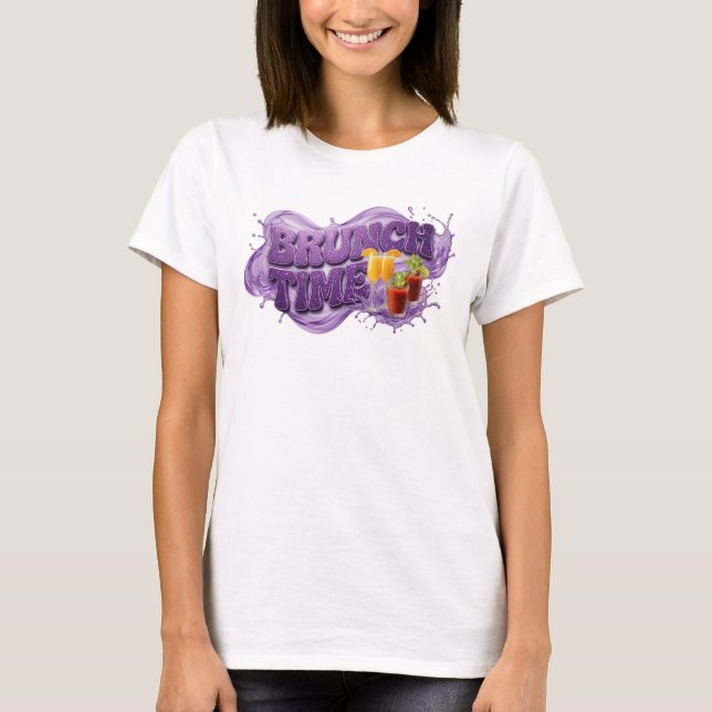 Modern lila BRUNCH TIME Grafisk T-shirt (Framsida)