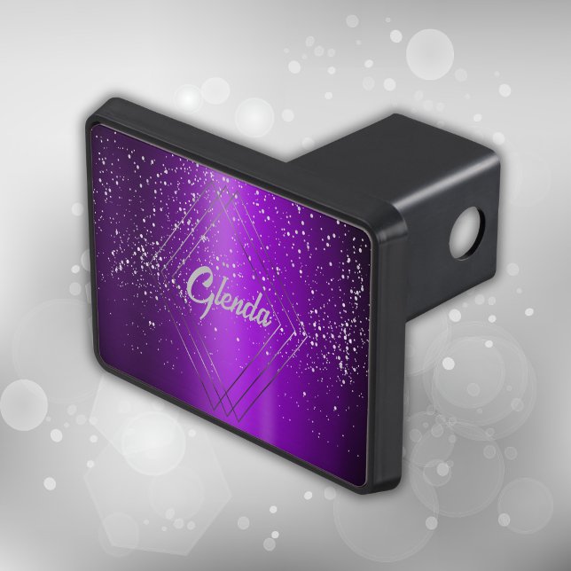 Modern Lila Brushed Metall med Silver Monogram | Dragkroksskydd (Skapare uppladdad)