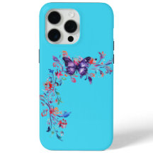 Modern Lila Butterfly Gräns iPhone 15 Pro Fodral