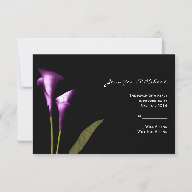 Modern Lila Calla Lily Response Card OSA Kort (Framsida)
